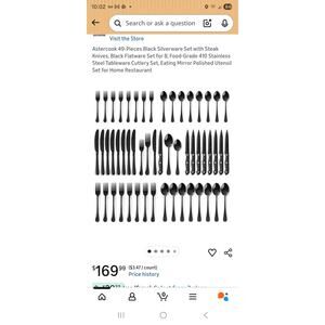 Astercook 49PC Black Silverware Set Steak Knives Set for 8 410 Stainless Steel